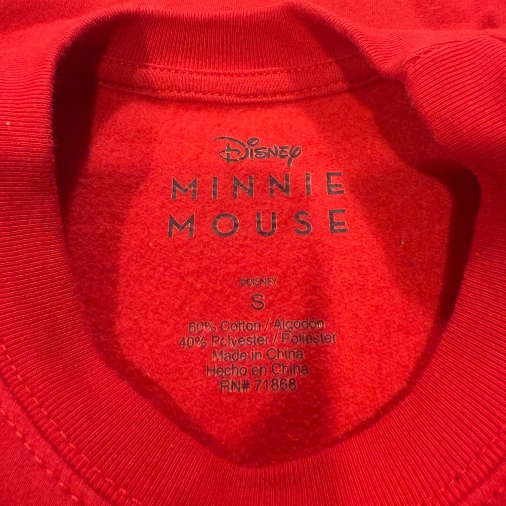 Disney Minnie Mouse Red Graphic Print Crew Neck Sweatshirt Pullover - Picture 3 of 3
